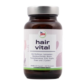 for you hair vital | 60 Kapseln Haut, Haare & Nägel Komplex zur Unterstützung fester Haut und Nägeln | mit Perlhirse- Leinsamen- Bambus-Extrakt, Biotin, Pantothensäure, Zink, Kupfer, Eisen & L-Cystein