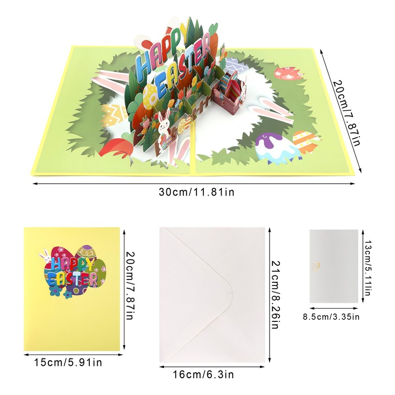 Easter Pop Up Card, 3D Easter Greeting Cards with Envelopes