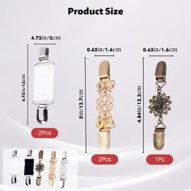 5Pcs Vintage Cinch Clips for Clothes - Waist Cincher Clip & Cardigan Clip Set - Adjustable Sweater Clips for Women to Style Dresses Shawls Scarves