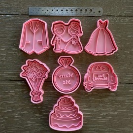 Unbranded 7-Piece Wedding Themed Cookie Cutters & Stamp Set + $5.00 Value Free Gift