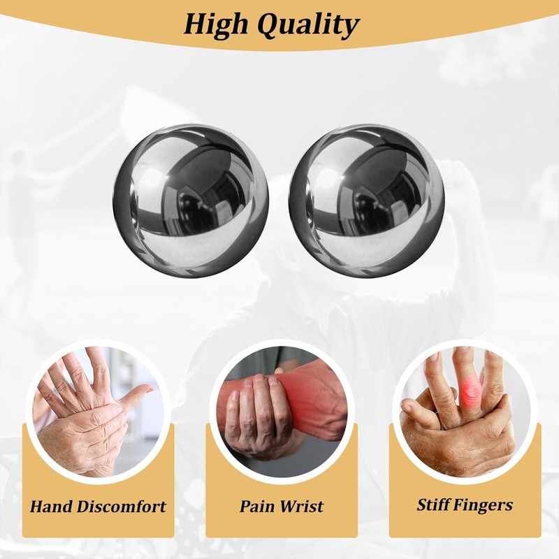 Roadtofree 1.5-inch Stainless Steel Chiming Baoding Balls – Hand Exercise