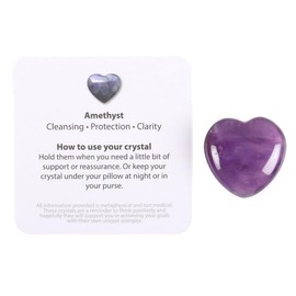 Amethyst Crystal Heart - Crystal Earth Healing Gift for Positive Energy Charm | SomethingDifferent Wholesale | Clarity and Protection Crystal | Inspirational Crystal Token in a Bag