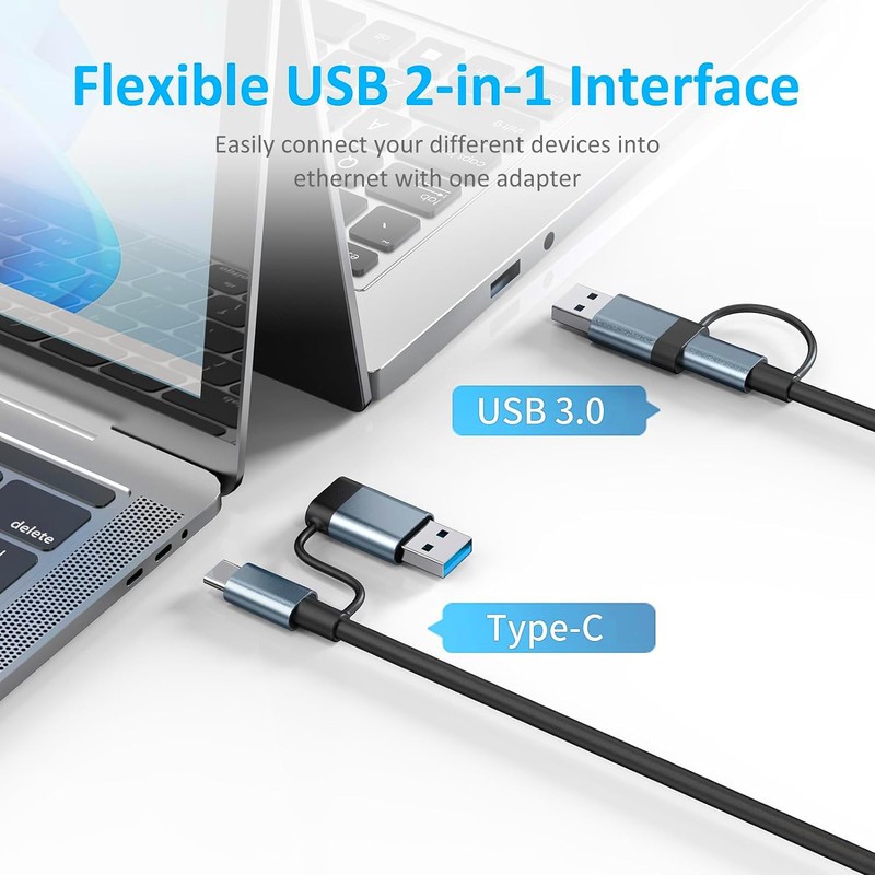 USB-C Ethernet Adapter, USB LAN Adapter 1000 Mbps LAN Network