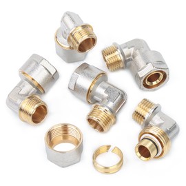 LTWFITTING Screw Fitting Angle 90° with 1/2 Inch External Thread for Aluminium Composite Pipe 20 mm (Pack of 5)