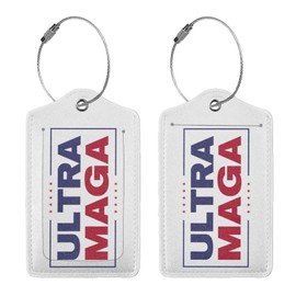 2 Pcs Ultra MAGA Luggage Tag for Suitcase, Make America Great Again Tag, Travel Birthday Gift Women Men, Steel Loop with Privacy Cover ID Label