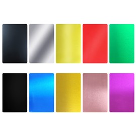 FONLAND 100 Pieces Metal Business Cards Blank Laser Engraved Aluminium Alloy Thickness for House Office DIY Gift Cards 10 Colours (10 Colours)