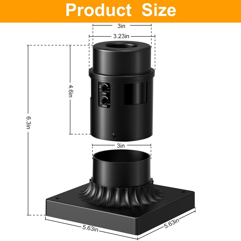 Lamomo Pier Mount Base with Dusk to Dawn Motion Sensor,