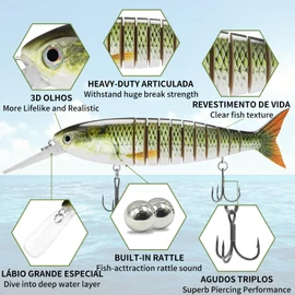 TRUSCEND Fishing Lures for Bass Trout Pike Segmented Multi Jointed Swimbaits Slow Sinking Swimming Lures for Freshwater Saltwater Lifelike Fishing Lures