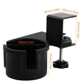 NiceLand 1 Pcs Table Drink Holder Black, 360°Rotating Desk Cup Holder, Desk Bottle Holder Cup Holder, Anti-Spill Cup Holder for Desk, Table Edge Clamp Cup Holder for Home Bed Office