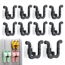 IGTOPS 10pcs Schuhregal Zur Hausschuhe Wandmontage, Ohne Bohren Wand Slipper Aufbewahrung Schuhablage Wand Schuhhalter, Organizer Zum Aufhängen Schuhregal (Black)