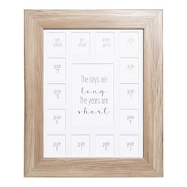 11X14 Eco-Friendly Sand Frame School Days Photo Mat with Multiple Openings–Yearbook Collage – Days Are Long Picture Mat – 2 Pre-School & Kindergarten to 12th Grade (15 Photos, 2PreK-12th, White Mat)
