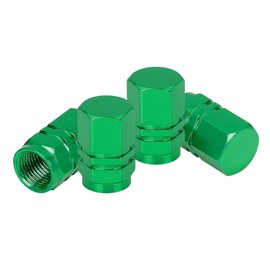 4 PCS Tire Stem Valve Caps Wheel Valve Covers Car Dustproof Tire Cap, Leak-Proof Air Protection Fits Cars, Trucks, Bikes, Motorcycles, Bicycles, Hexagon Shape Design (Green)