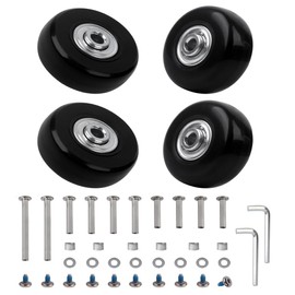 Replacement Wheels for Luggage 45mm x 18mm Set of 4 Luggage Suitcase Replacement Wheels, Rubber Swivel Caster Wheels Bearings Repair Kits