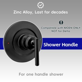 PlumFix Shower Handle Replacement for Moen 2510/2520/2570/2590 Bathtub Valve, Bath Tub Trim Kit for Single Handle Set (Matte Black)