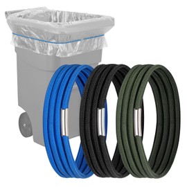 Large Rubber Bands Set of 3, Fits 55, 65, 96 Gallon Trash Cans, Trash Can Bands for Large Bags, Durable Kitchen Garbage Bag Straps, Heavy Duty Elastic Bands in Black, Blue and Olive Green