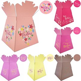 Mothers Day/Love Bouquet Box Vase - Transportation/Display Flower Box (Pink Daisy Heart)