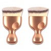 Rose Gold Angled Flat Foundation Brush - 2 Pcs High-Density