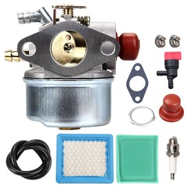 LIYYOO 640025A Carburetor + Air Filter Tune Up Kit for Tecumseh 640135A 640004 640014 640025 640017 640117 640104 OHH50 OHH55 OHH60 OHH65 5.5HP Engine Lawn Mower Pressure Washer Snow Thrower Carb