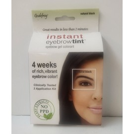 GODEFROY Natural Black Instant Eyebrow Tint ~ 3 Applications~ Lot of 2 Packs