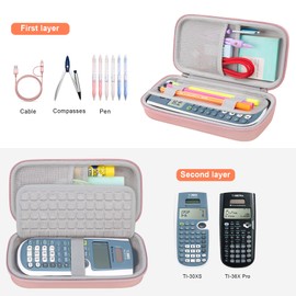 Canboc Carrying Case for Texas Instruments TI-30XS/ TI-36X Pro MultiView Scientific Calculator, Mesh Bag fit Cable, Batteries, Pens and Other Accessories, Rose Gold (Case Only)