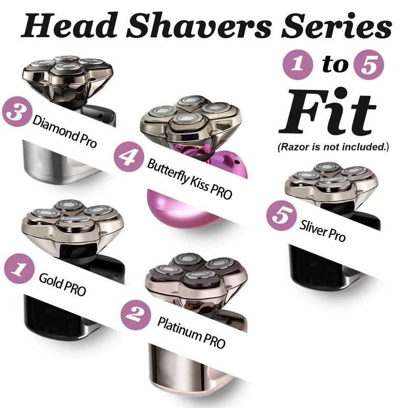 GORLENT 3Pack Professional Replacement Head for Bald Head Shavers Gold,