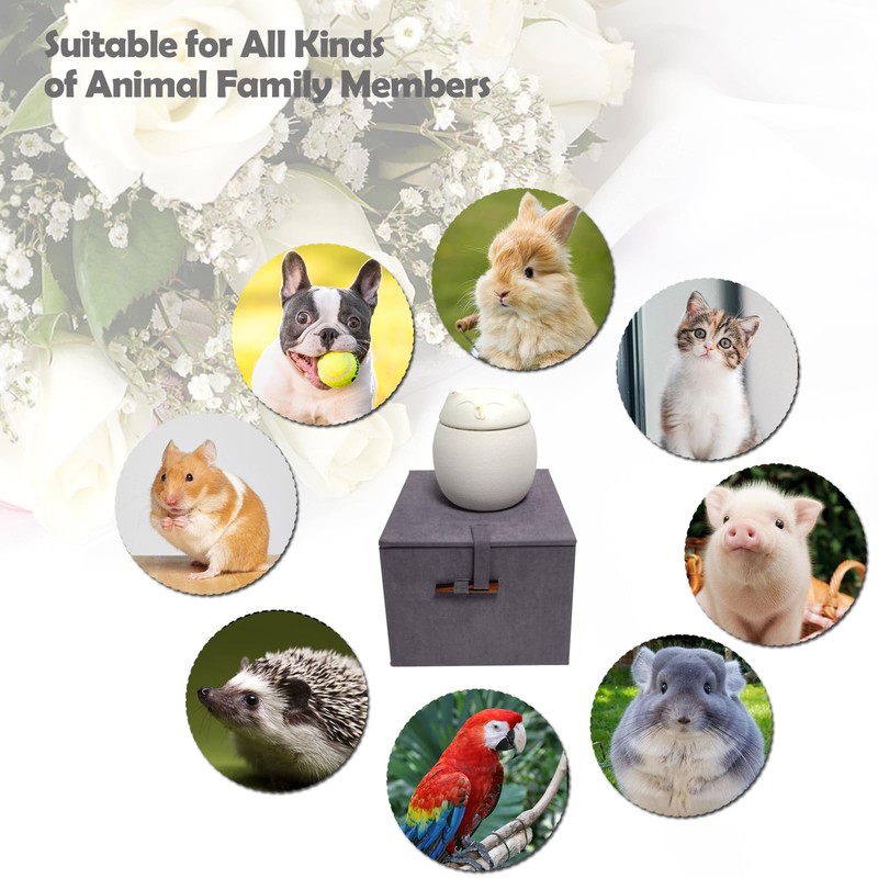 Mini Urns for Ashes, Handicrafted Matte Ceramic Cat Ashes Urns