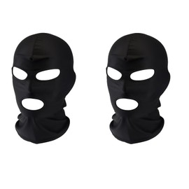 2 Pieces 3-Hole Full Cover, Women and Men Thin Balaclava mask, Suitable for Motorcycle, Bicycle, Hunting, Riding Cap, Skiing Black