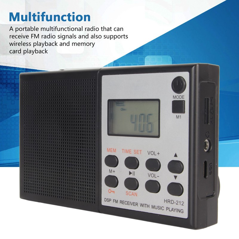 Digital Radio Bluetooth MP3 Player Rechargeable Supports Memory Card DSP
