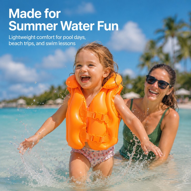 Inflatable Kids Swim Training Vest – Portable PVC Buoyancy Aid