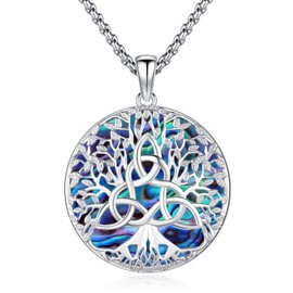 Eusense Tree of Life Pendant Necklace 925 Sterling Silver Gifts for Father's Day Jewellery for Mother Women Girls, Sterling Silver, No Gemstone