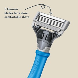 Harry's Razors for Men - Men's Razor Set with Indigo Blue Handle, 5 Razor Blade Refills, Travel Blade Cover, 60ml Shave Gel