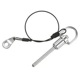 M METERXITY Push-Button Ball Locking Pin, 3/16" [5mm] Dia., 1-9/16"[40mm] Usage Length Ring Quick Release Lock Pins W Lanyard Cable for Speaker/Aviation/Gym/Machine [304 Stainless Steel]