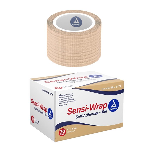 Dynarex Sensi Wrap, Self-Adherent 1" x 5 yds Tan 30/Cs