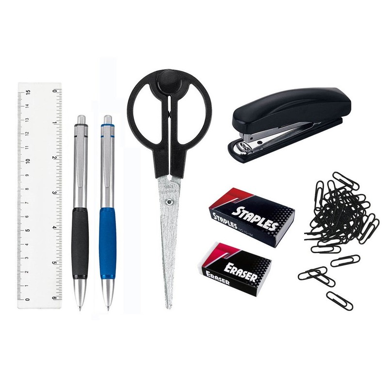 EXERZ Black Desk Organiser, Rotating Pen Tidy with 5 Accessory