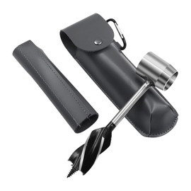 Bushcraft Survival Gear, Hand Auger, Stainless Steel Wood Drill Hole Maker, Scotch Eye Peg Multitool for Survival and Bushcraft, with Gray Protective Case and Carabiner