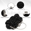 EVEOUT Elegant Satin Flower Evening Handbag with Chain for Women