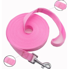 SALO Nylon Training Dog Leash for Small Medium Large Dogs, 1 Inch Wide, 20ft 30ft 40ft 50ft Long Leash Dog/Puppy Lead for Obedience Recall Training, Camping, or Backyard (Pink, 15 Foot)