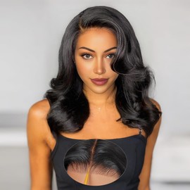 Layered Cut Face-Framing 9x6 Glueless Loose Body Wave Bob Wigs Human Hair 200 Density HD Lace Closure Wig Wear and Go Glueless Human Hair for Black Women 16 Inch