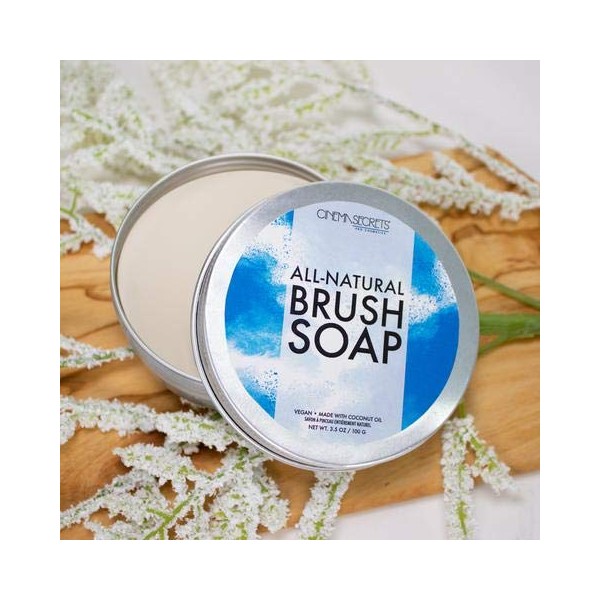 CINEMA SECRETS All Natural Vegan Brush Soap, coconut oil based, scrubber included.