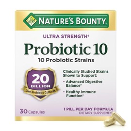Nature's Bounty Probiotic 10 Daily Probiotic Supplement for Digestive, Immune, and Upper Respiratory Support, Ultra Strength, 30 Capsules 1 Pack