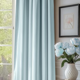 Lazzzy Baby Blue Velvet Curtains Blackout Thermal Insulated Curtains 90 Inch Long Window Drapes for Bedroom Living Room Super Soft Luxury Rod Pocket Window Treatment, 2 Panels