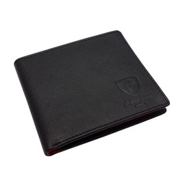 J. Wilson London RFID Blocking Protection Genuine Leather Mens Wallet with Zip Coin Pocket Gift Boxed (Black/Red)