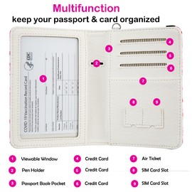 Passport Holder,RFID Blocking Travel Passport Wallet Passport Cover Credit Card Slots for Women/Men