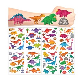 8Sheet - 110PCS Dinosaur Temporary Tattoos for Kids – Cartoon Fake Tattoos Stickers for Birthday Party Favors, Gifts, DIY Decoration & Fun Activities – Waterproof & Skin-Safe