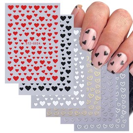 Heart Nail Seal, Set of 6, 3D 3D, Heart, Nail Parts, Just Stick, Nail Sticker, Stylish, Gel Nail Art, Decorative Parts, Valentine's Day, Christmas