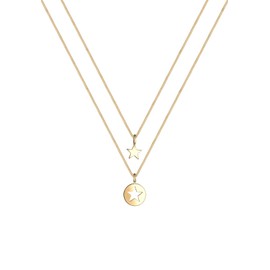 Elli Necklace Mother Child Set Star Pendant Cut Out 925 Silver, Sterling Silver, None