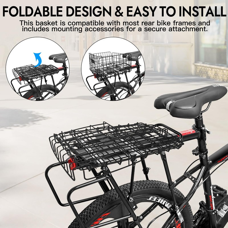 RAYMACE Bike Basket Rear with Cooler Bag and Cargo Net,Waterproof