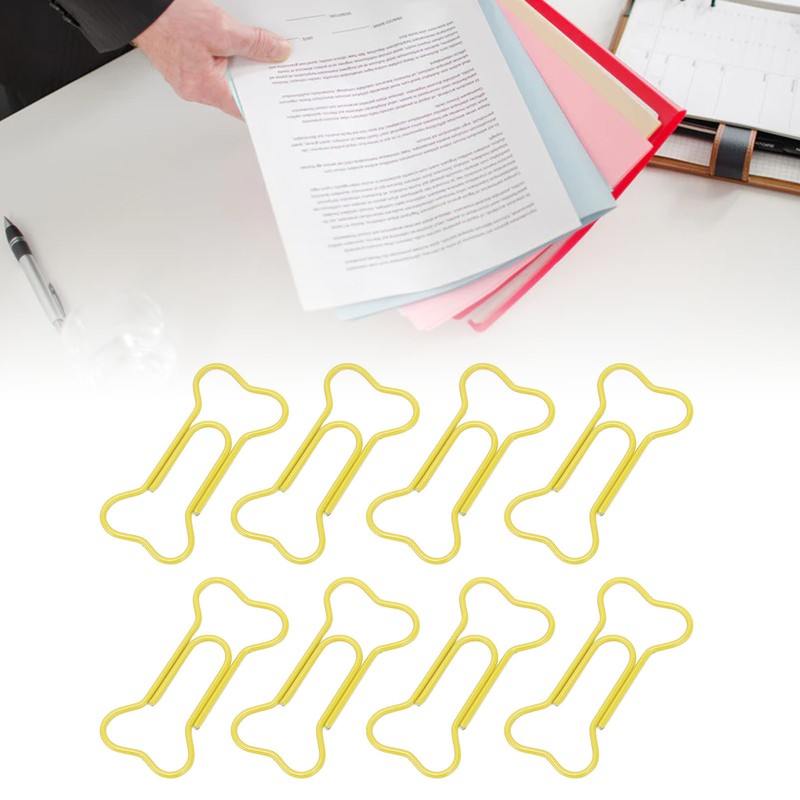 100pcs Colored Dog Bone Shape Paper Clips Black Lightweight Notebook