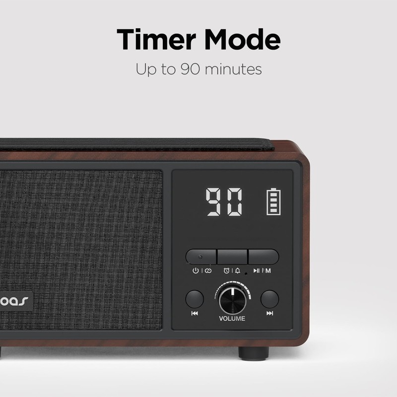 mooas Retro Bluetooth Radio Speaker Vintage Charging Desk Clock Portable