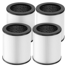 KJ80 Replacement Filter Compatible with Druiap KJ80 Air Purifier, 360° Rotating 3-in-1 Filter of H13 True HEPA Filter, Activated Carbon and Pre-filter, 4 Pack(Not for KJ150 & Happi KJ80)